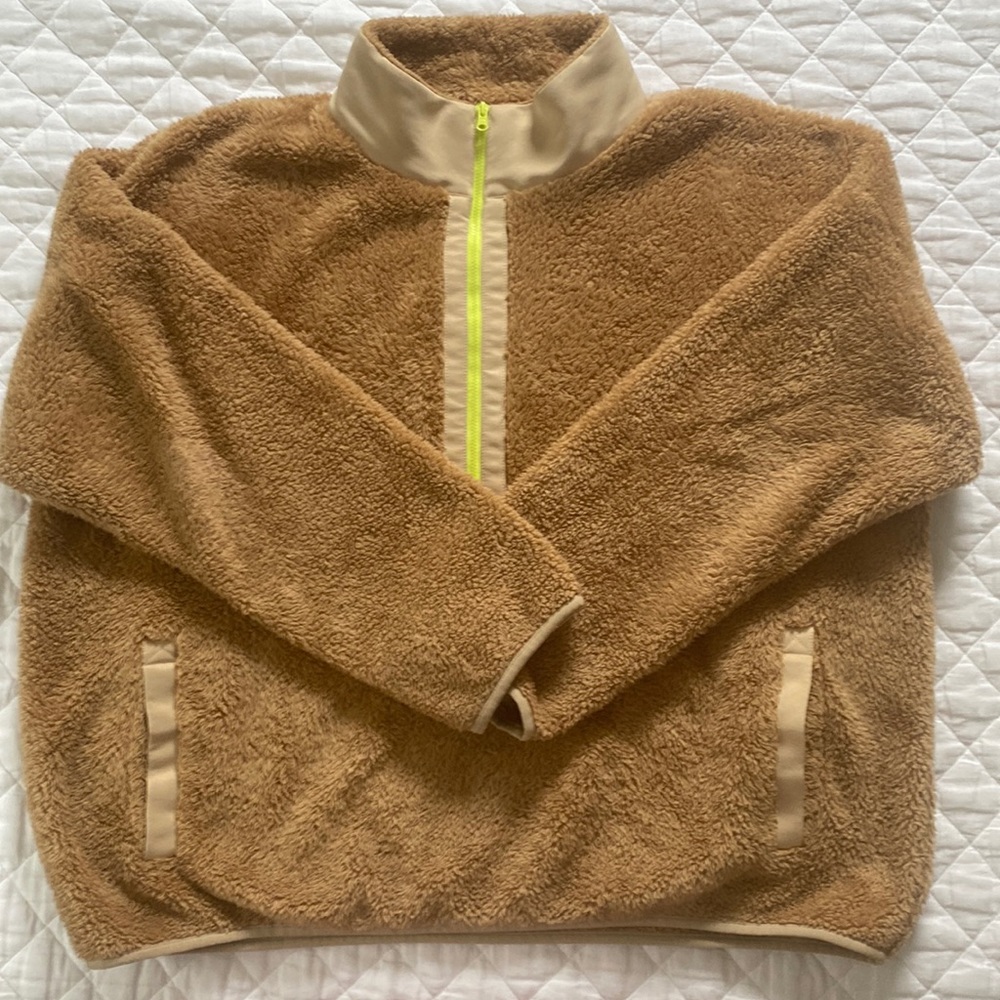 J. Crew Superplush Sherpa Half-zip Pullover Tan Size XXL